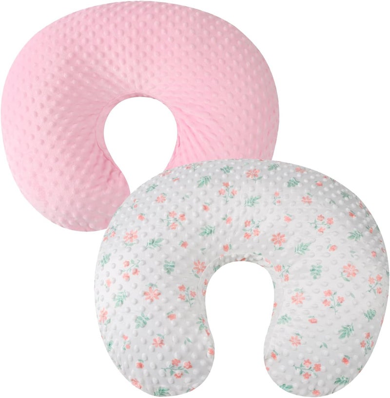 Bilokonda Dot Nursing Pillow Cover Set 2 Pack Nursing Pillow Slipcovers, Ultra Soft Compatible with Boppy Pillow,Standard Pillow for Baby Boy Girl Light Pink, Floral - Image 1